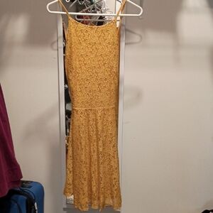 Elegant Yellow Lace Dress